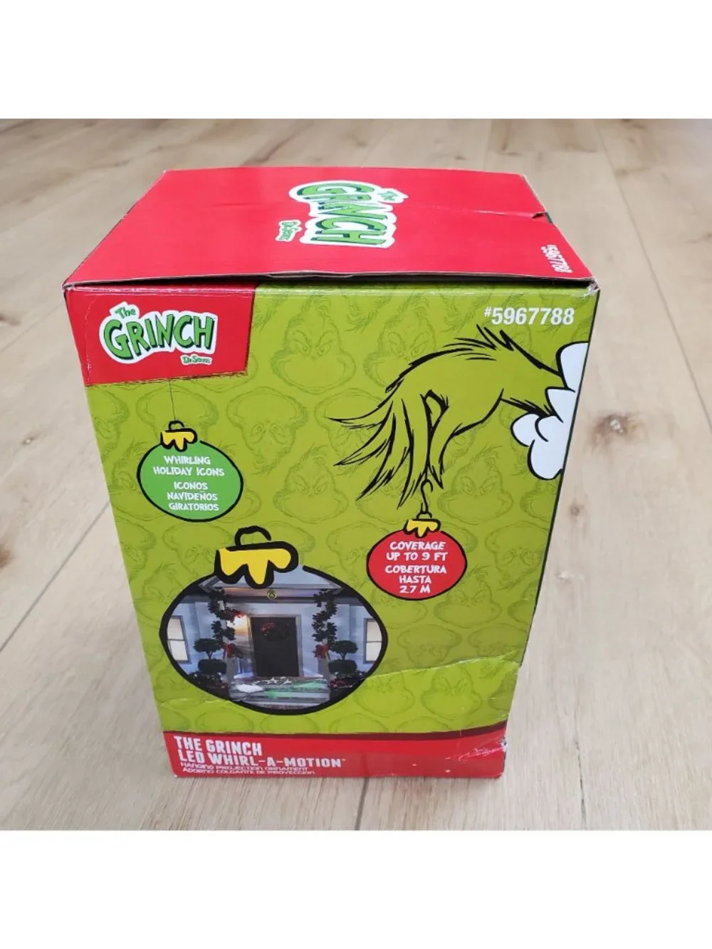 The Grinch LED Whirl-A-Motion Hanging Projector Ornament Holiday Christmas NEW